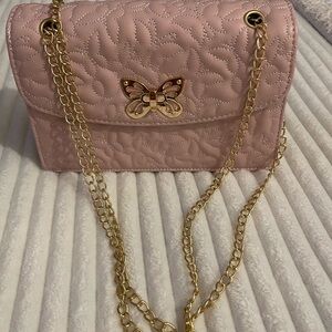 Pink Quilted Butterfly Chain Bag